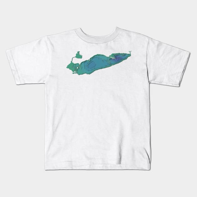 Lake Erie Topographical Map Kids T-Shirt by kiramrob
